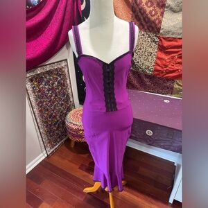 Purple Dress with Black Lace Detail Size Small